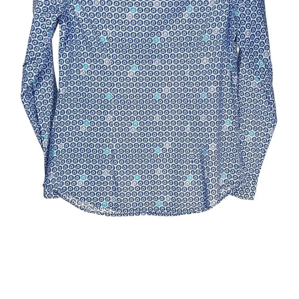 Vineyard Vines Women's Shirt Button Up Blue White Textured Dot Preppy Top Size 4